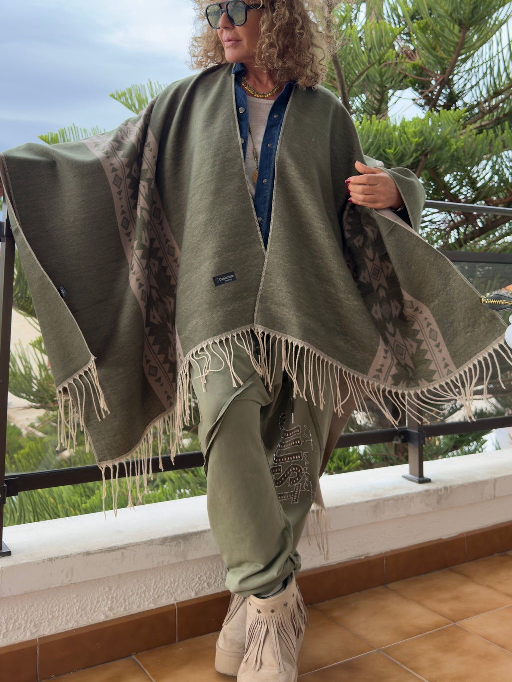 PONCHO ETNIC KAKI