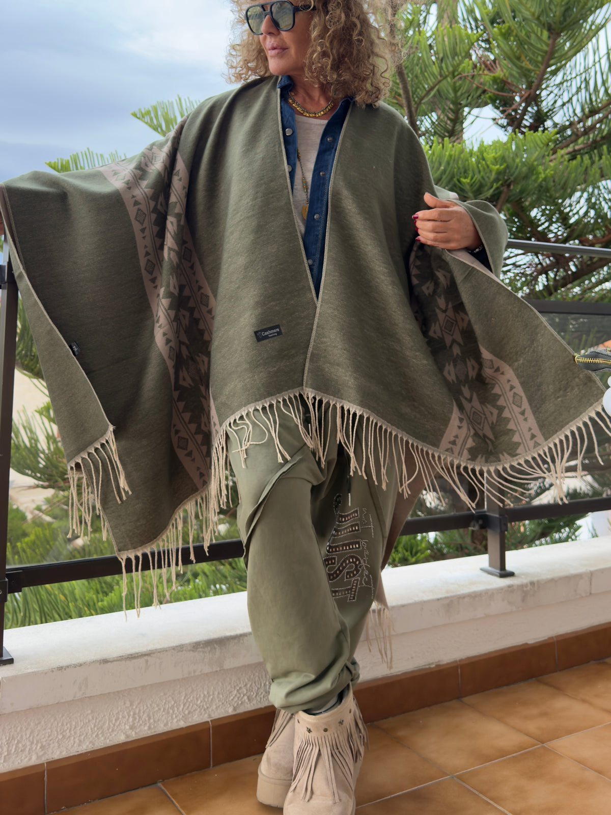 PONCHO ETNIC KAKI