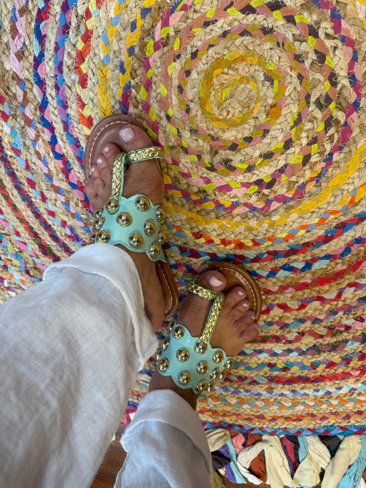 SANDAL VERDE/AGUA TACHAS