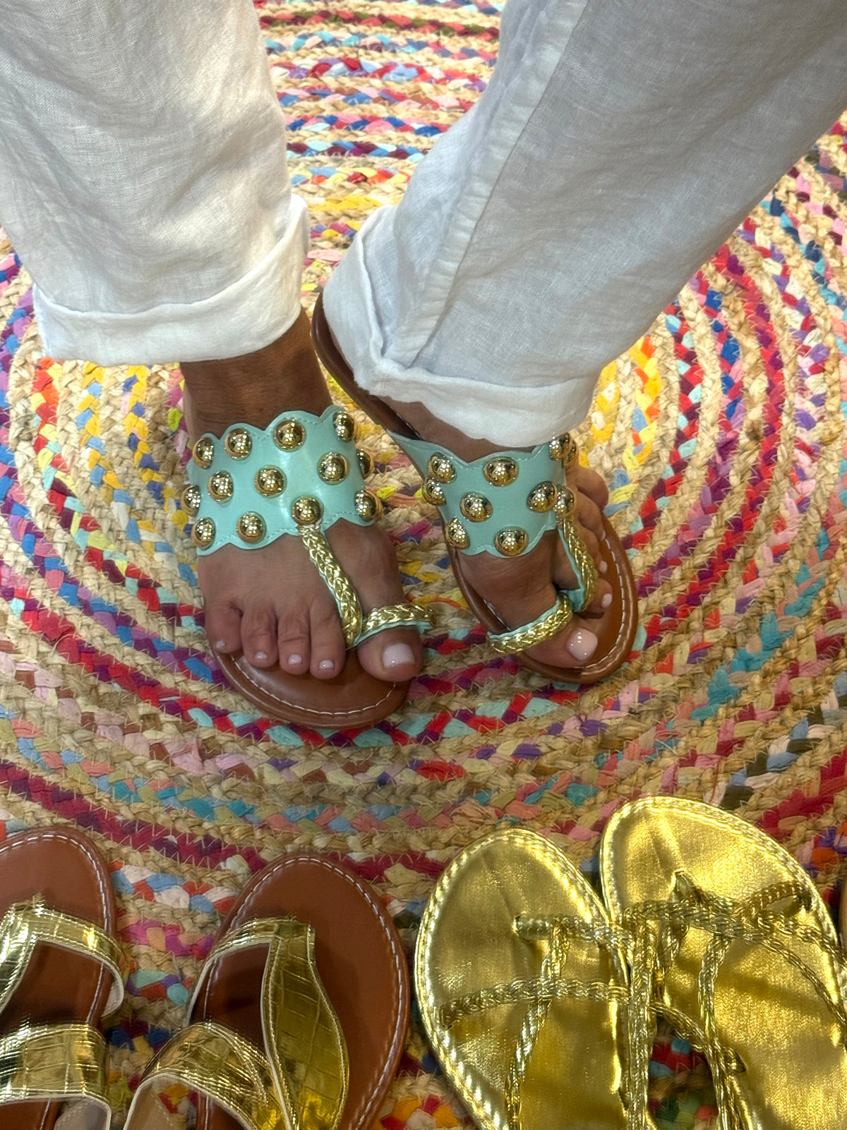 SANDAL VERDE/AGUA TACHAS