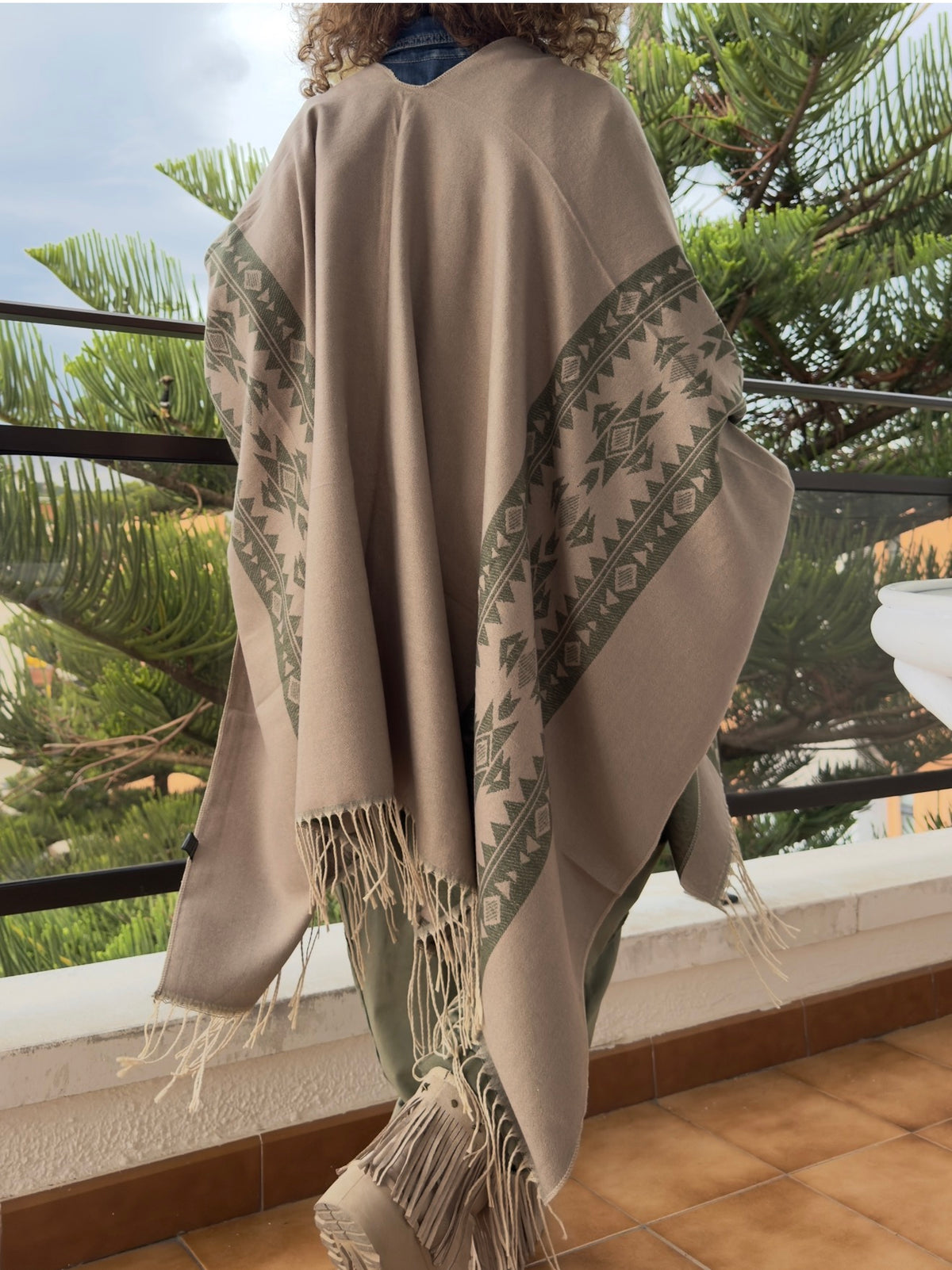 PONCHO ETNIC KAKI